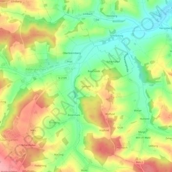 Mapa topográfico Gschaid, altitud, relieve