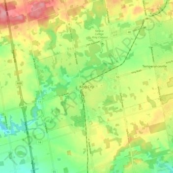Mapa topográfico King City, altitud, relieve