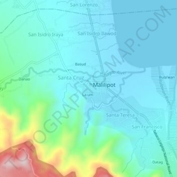 Mapa topográfico Barangay 5, altitud, relieve