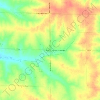Mapa topográfico Twin Grove, altitud, relieve