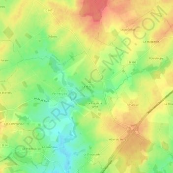 Mapa topográfico Le Mas, altitud, relieve