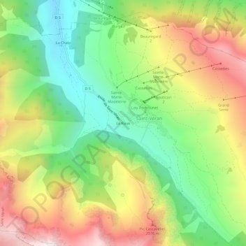 Mapa topográfico Le Raux, altitud, relieve
