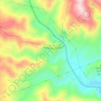 Mapa topográfico Cerro Tajo, altitud, relieve