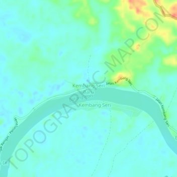 Mapa topográfico Kembang Seri Baru, altitud, relieve