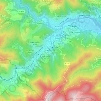 Mapa topográfico Roche Chevillère, altitud, relieve
