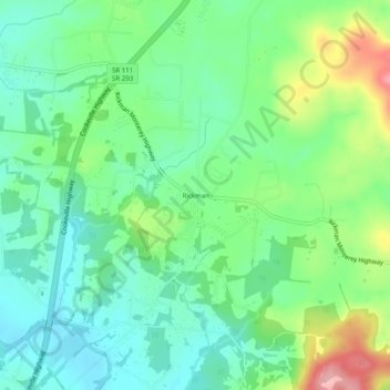 Mapa topográfico Rickman, altitud, relieve
