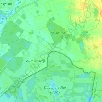 Mapa topográfico Pfingsthorst, altitud, relieve