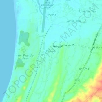 Mapa topográfico Calayab, altitud, relieve