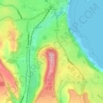Mapa topográfico Oliver's Mount, altitud, relieve