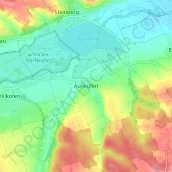 Mapa topográfico Aunkofen, altitud, relieve