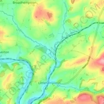 Mapa topográfico Hemsford, altitud, relieve