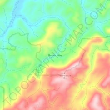 Mapa topográfico Chestnut Valley, altitud, relieve
