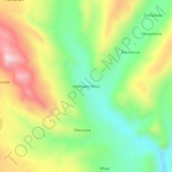 Mapa topográfico Chillhuani Chico, altitud, relieve