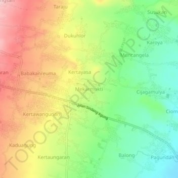 Mapa topográfico Mekarmukti, altitud, relieve