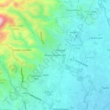 Mapa topográfico Banilad Streetscape, altitud, relieve
