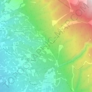 Mapa topográfico Saint-Estève, altitud, relieve