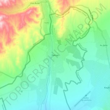 Mapa topográfico Nanay, altitud, relieve