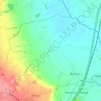 Mapa topográfico Burton Green, altitud, relieve