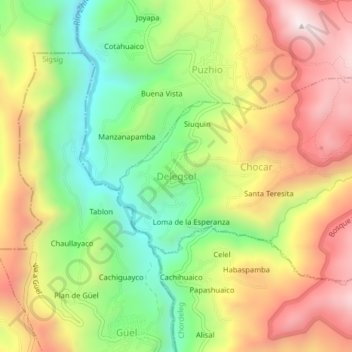 Mapa topográfico Delegsol, altitud, relieve