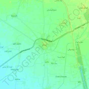Mapa topográfico Kunjah, altitud, relieve
