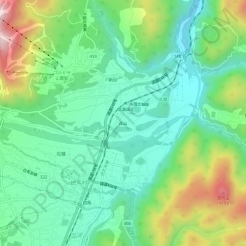 Mapa topográfico 森山, altitud, relieve