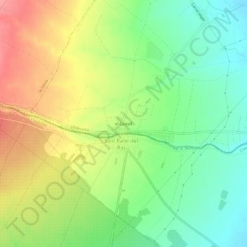 Mapa topográfico el Castell, altitud, relieve