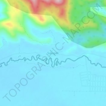 Mapa topográfico Salugan, altitud, relieve