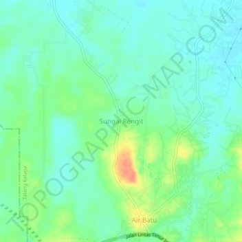 Mapa topográfico Sungai Rengit, altitud, relieve