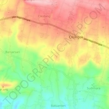 Mapa topográfico Cipete, altitud, relieve