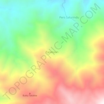 Mapa topográfico Panetean, altitud, relieve