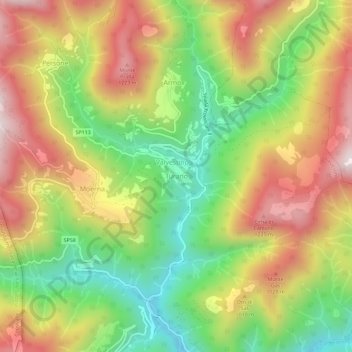 Mapa topográfico Turano, altitud, relieve