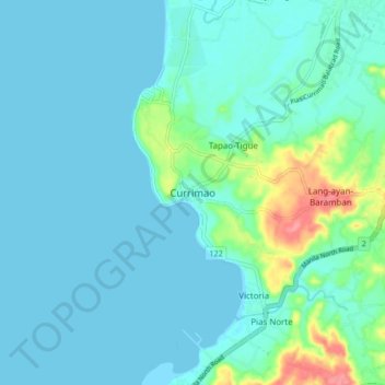 Mapa topográfico Currimao, altitud, relieve