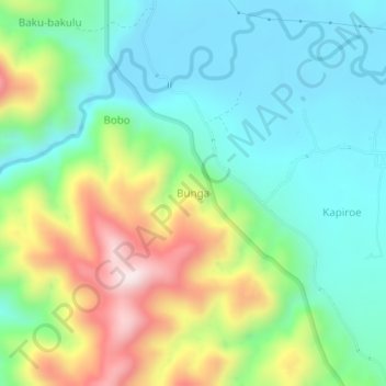 Mapa topográfico Bunga, altitud, relieve