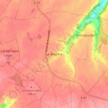 Mapa topográfico La Bruyère, altitud, relieve