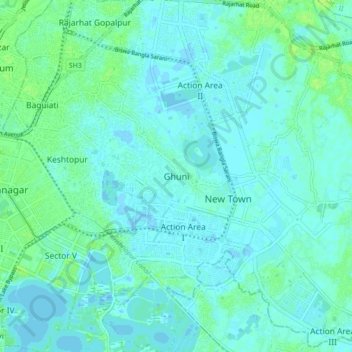 Mapa topográfico Ghuni, altitud, relieve