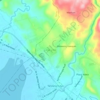 Mapa topográfico Little Ville, altitud, relieve