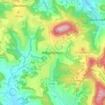 Mapa topográfico Wißgoldingen, altitud, relieve