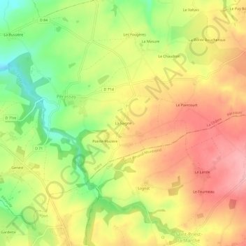 Mapa topográfico La Saigne, altitud, relieve