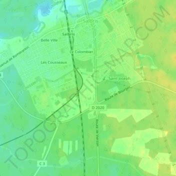 Mapa topográfico Le Stade, altitud, relieve