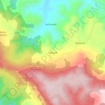 Mapa topográfico Patewadi, altitud, relieve