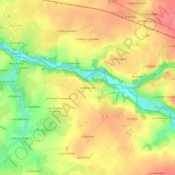 Mapa topográfico La Poinstière, altitud, relieve