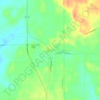 Mapa topográfico Ogema, altitud, relieve
