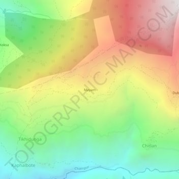 Mapa topográfico Mayam, altitud, relieve