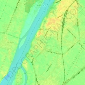 Mapa topográfico Jazirat al Awamiya, altitud, relieve