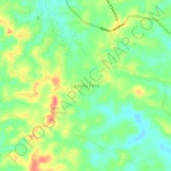 Mapa topográfico Ladang Peris, altitud, relieve