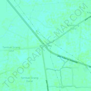 Mapa topográfico Malintang, altitud, relieve