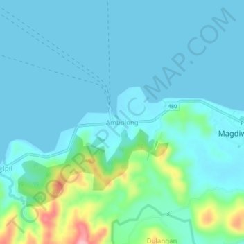 Mapa topográfico Ambulong, altitud, relieve