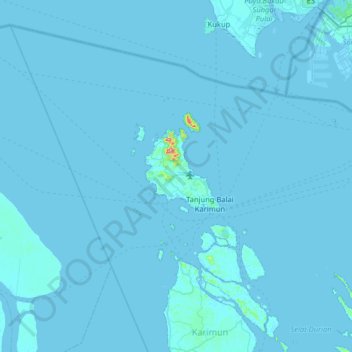 Mapa topográfico Pulau Karimun Besar, altitud, relieve