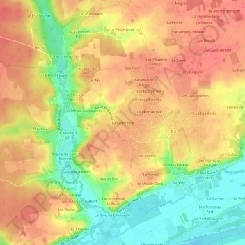 Mapa topográfico La Barbinière, altitud, relieve