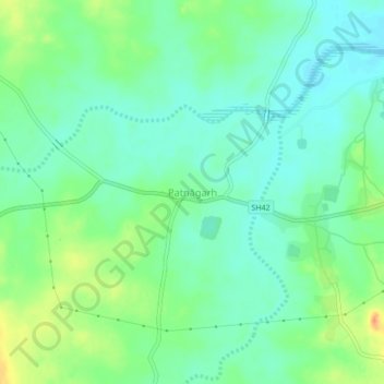Mapa topográfico Patnagarh, altitud, relieve